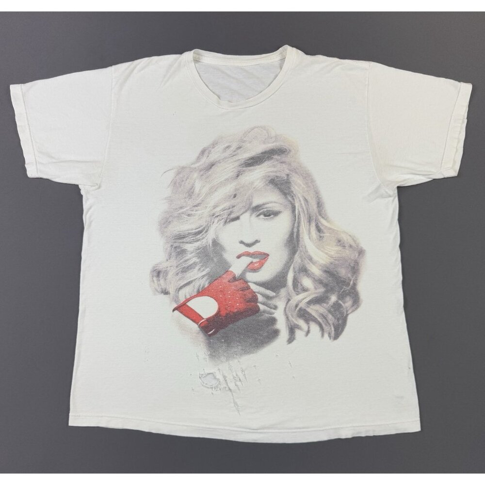 Vintage Y2K Madonna MDNA Tour 2012 White Pop Music Concert Faded White XL Rare